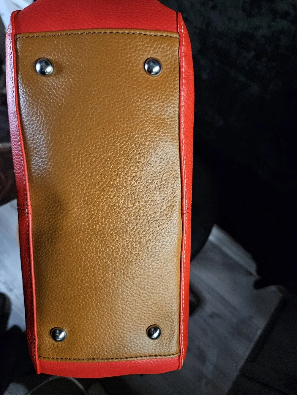 NWT Tignanello Perfect Pockets Leather Colorblock Medium Tote Bag Red Cream